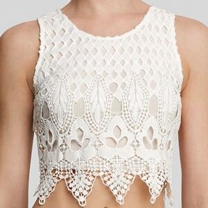 Anthropologie Lush White Lace Top